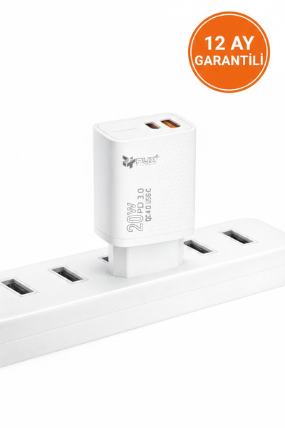 iPhone 15 uyumlu Ultra Hızlı Şarj Adaptörü PD + Usb Çift Girişli 20W Hızlı Şarj Adaptörü