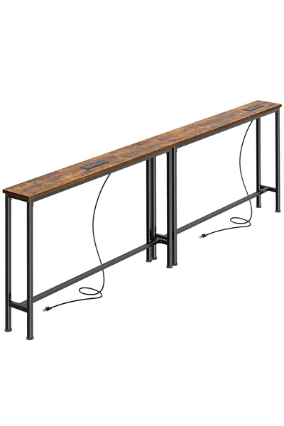 sharpdo Narrow Console Table with Outlet, Sofa Tables, Behind Couch Table