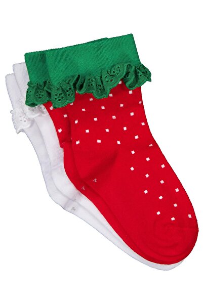 Civil Girls Çilek Dantel Aksesuar 3-11 Yaş Kız Soket Çorap - Standart 7-8 Yaş