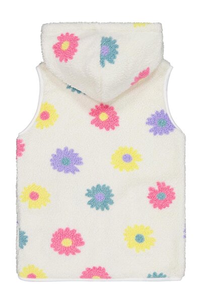 Civil Girls Çiçek Desenli 6-9 Yaş Yelek - Ekru 6-7 Yaş