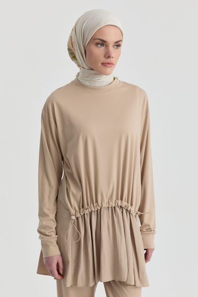 Tuğba Kombinli Örme Sweat - Bej