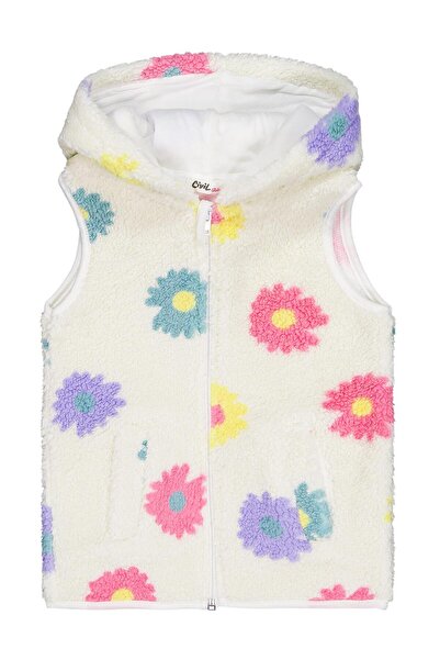 Civil Girls Floral Patterned Vest for 2-5 Years - Ecru 4-5 Years