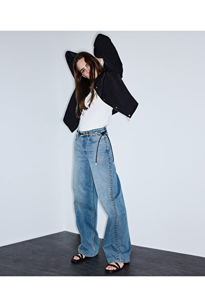 İpekyol Trok baskılı wide leg jean pantolon