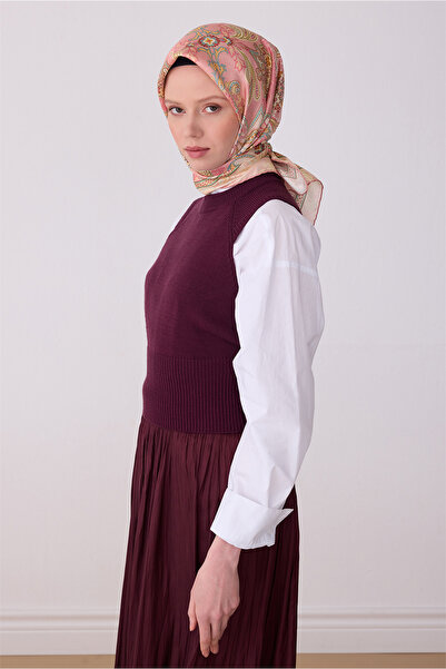 Belli Eșarfă roz cu model etnic, 100% mătase twill 4304-05