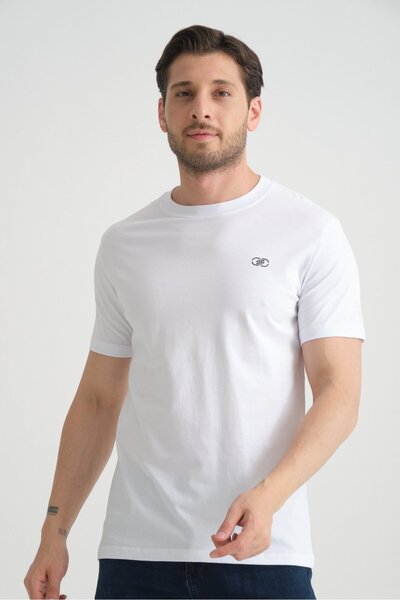 Shooter Sportswear White Men's T-Shirt Breathable Stretchy Cotton Fabric Regu...