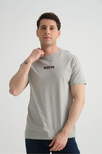 Shooter Sportswear Gray Minimal Printed Cotton Fabric Standard Fit Baby Blue ...