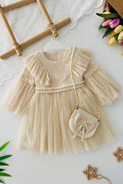 Minigimin Cicileri Rochie pentru fetițe cu detalii din tul și perle, stil pri...