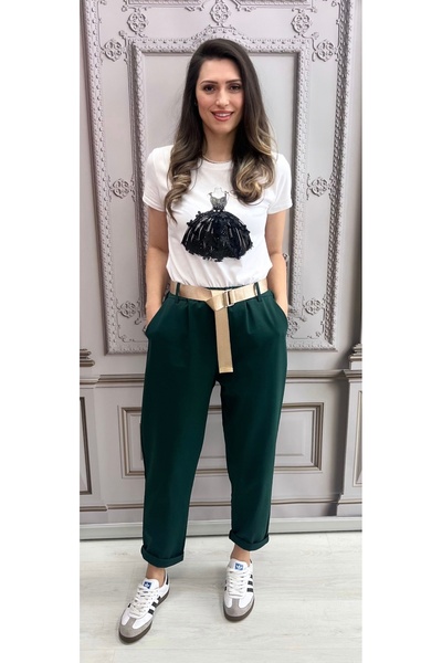 OnlyForYou Tapered pants made of elastic cotton and belt included