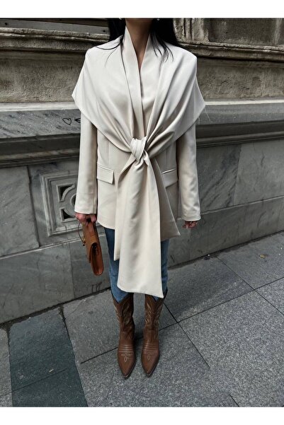 Ekim Store Set de două blazere cu șal în față și detaliu de legare