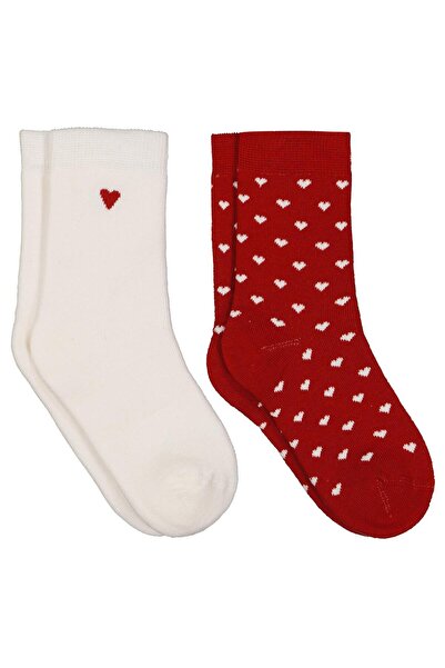Civil Girls Set de 2 șosete pentru fete cu inimioare, pentru vârstele 2-12 an...