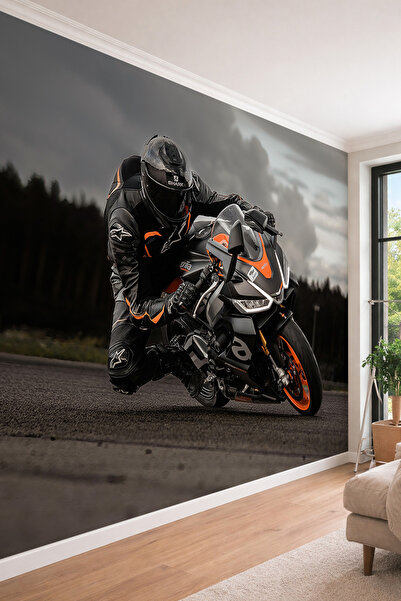 dreamwall Yarış Motosikleti ve Motorcu Temalı Aksiyon Dolu Modern Tek Parça T...