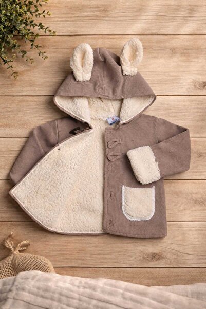 a baby Kuzu Lined Steel Knitted Cardigan