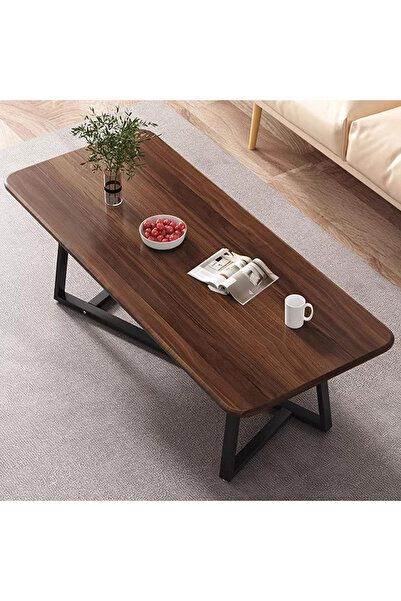 CHOIWIN طاولة قهوة - طاولة جانبية بسطح من خشب الجوز، طاولة وسط مستطيلة، طاولة...