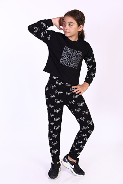 Toontoy طقم بناتي مكون من قطعتين: سويت شيرت مطبوع برقبة دائرية وبنطلون رياضي ...