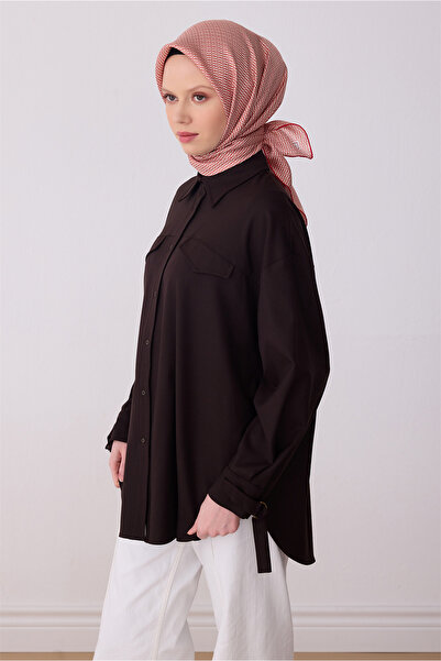 Belli Eșarfă din mătase twill 100% cu model monogramă roșie 4321-83