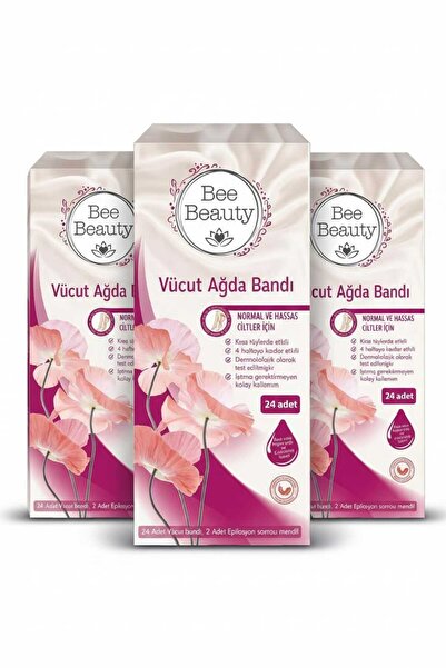 Bee Beauty 3 Paket Vücut Ağda Bandı Hassas Ciltler 24'lü Set