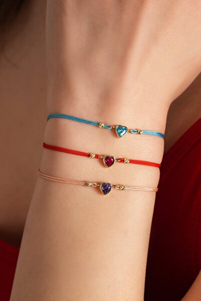 Kolyecik 14 Ayar Altın İpli Kalp Bileklik