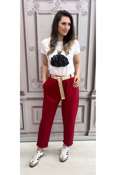 OnlyForYou Tapered pants made of elastic cotton and belt included