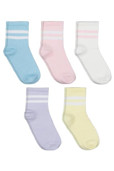 Civil Girls Βασικές ριγέ μονόχρωμες κάλτσες για κορίτσια 2-12 ετών, συσκευασί...