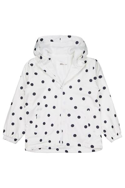 Civil Girls Polarlı Puan Baskılı 10-13 Yaş Yağmurluk - Ekru 12-13 Yaş