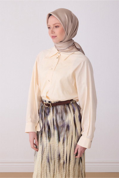 Belli Eșarfă din mătase twill 100% cu model clasic de nurcă deschisă 4305-82