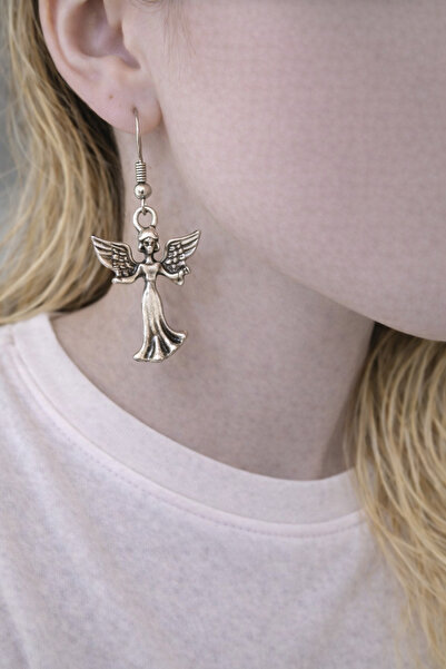 HER ŞEY NOTA www.herseynota.com أقراط معدنية متدلية بتصميم على شكل جناح - نمو...