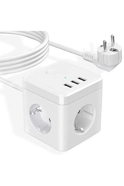 Choice1 white Cube Multiple Sket With USB Fast Charging Port,3-way Sket With ...