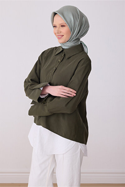 Belli Eșarfă verde cu model monogramă, 100% mătase twill 4321-85