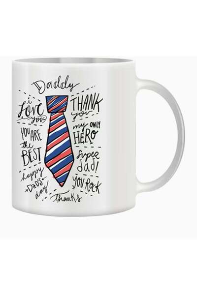 Generic Mug printed with a tie shape and phrases for the ideal dad
