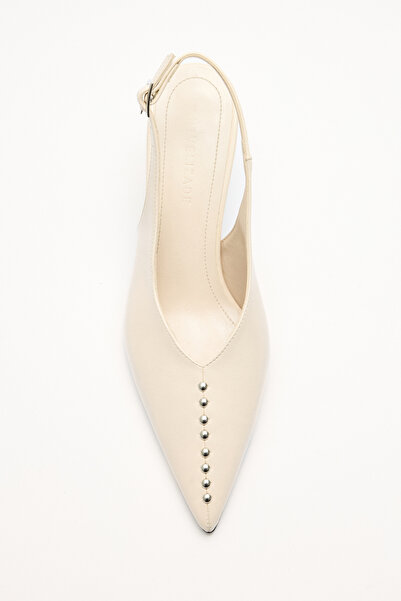 LUTVELIZADE Heels 2610 - Pointed Toe Stone Detailed Bone Heels for Women