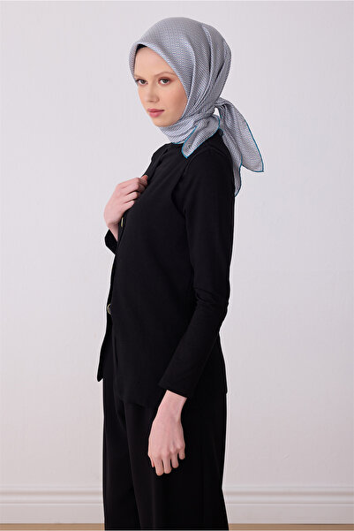 Belli Eșarfă din mătase twill 100% cu model monogramă Petrol 4321-81