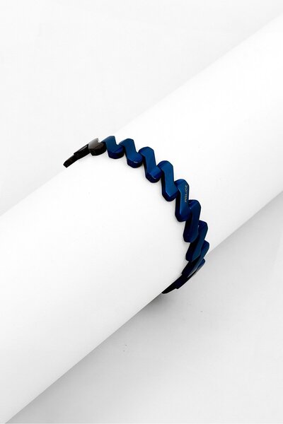 Police Men Stainless Steel Fashionable Bracelet, Blue/Black