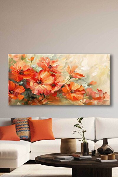 Voovart Abstract Orange Flowers Dekoratif Kanvas Tablo – VOOV3064