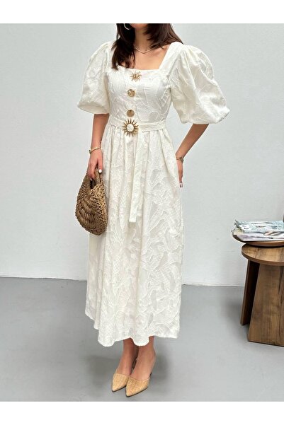 Ekim Store Sun Buckle Lace Long Dress