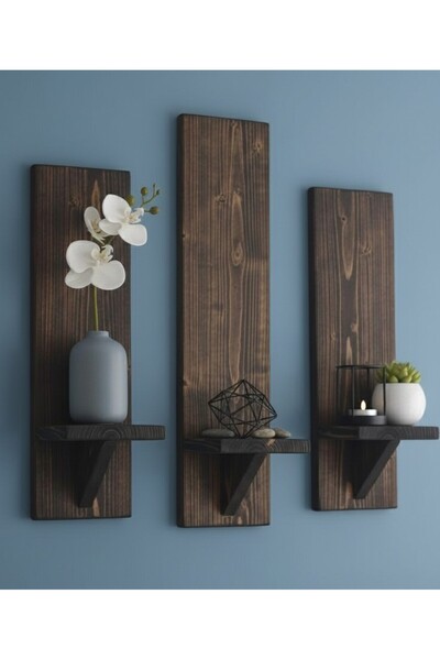 Ahşap Duvar Rafı