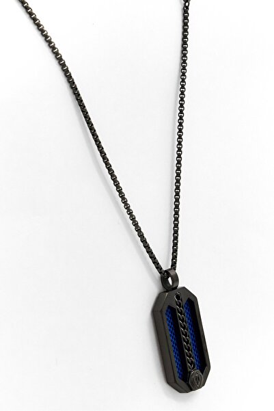 Police Men Stainless Steel Besar Convertible Necklace, Black