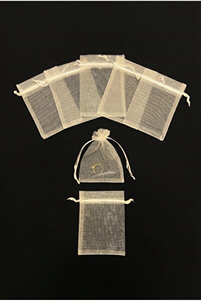 ZEYMERADE Cream Organza Transparent Tulle Pouch, 50 Pieces Size 9X12Cm, Henna...