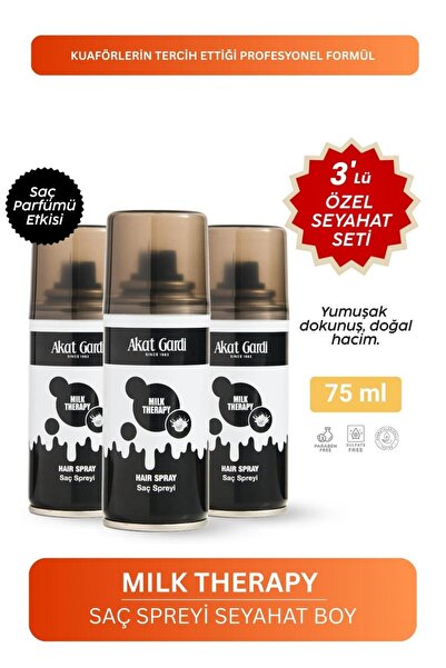 Akat Gardi Saç Spreyi Milk Therapy 75Ml.Süt Kokusu Etkisi Seyahat Boy 3'Lü Öz...