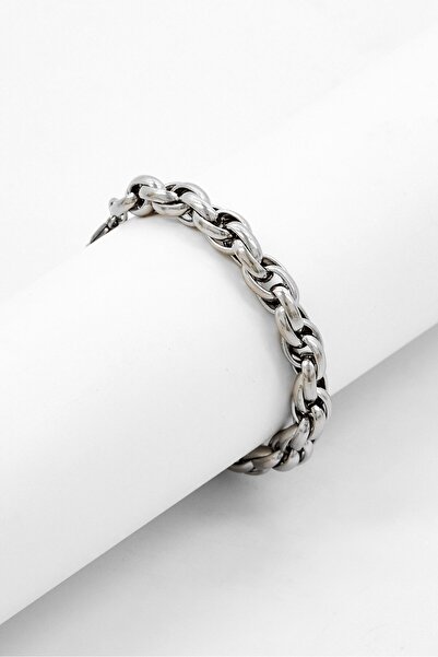 Police Men Stainless Steel Shinny Chain Bracelet, Silver