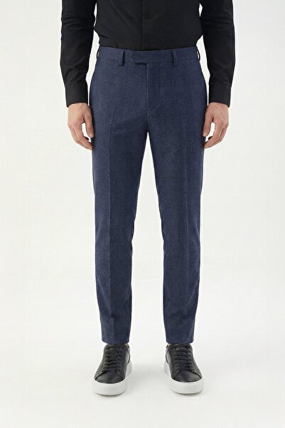 Sabri Özel Men's Navy Blue Trousers with Side Pockets