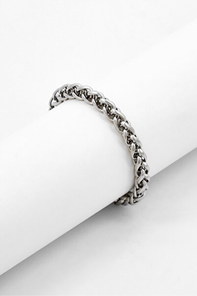 Police Men Stainless Steel Shinny Chain Bracelet, Silver