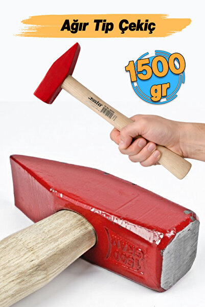Badem10 Ağır Tip 1500 Gram (1 Adet) Ahşap Saplı Metal Başlı Çekiç Çivi Çakma ...