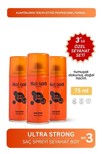 Akat Gardi Saç Spreyi Ultra Storng Turuncu 75Ml Seyahat Boy.3'Lü Özel Seyahat...