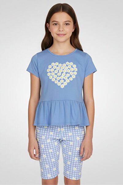 Freestyle طقم بناتي مكون من 4 قطع، بلوزة وشورت مطبوع برسومات، متعدد الألوان