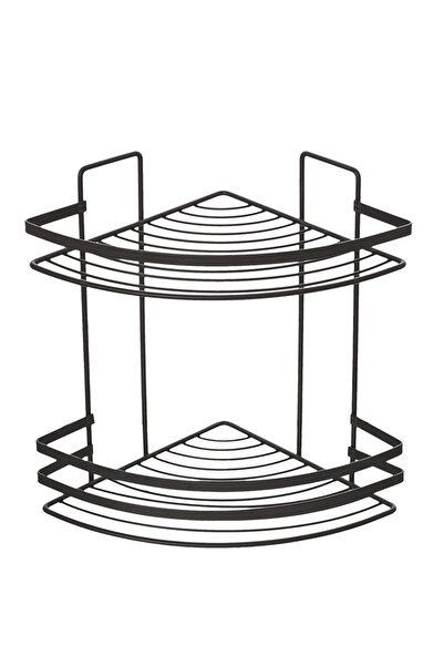 Feridras Cover Black bathroom corner shelf, 2 shelves, black