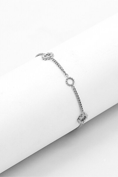 Olivia Burton Women Stainless Steel Vintage Bead Bracelet, Silver