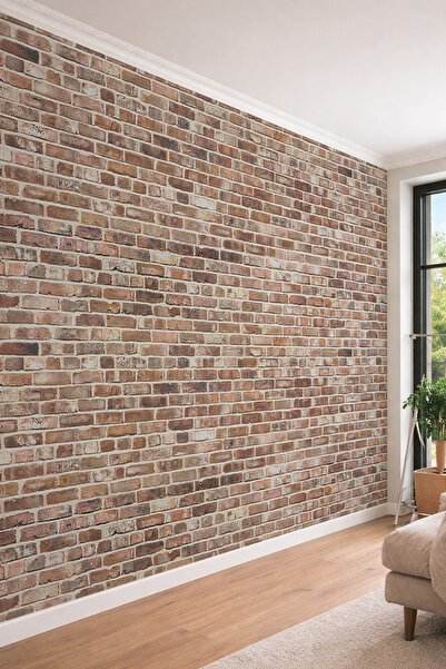 dreamwall Eskitme Tuğla Desenli Rüstik Tek Parça Tekstil Duvar Kağıdı