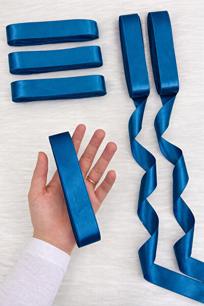 ZEYMERADE Petrol Blue Satin Ribbon 3 cm 10 Mt, Bohça Dowry Wedding Henna Circ...