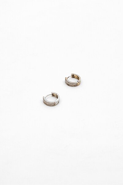 Piatella Women Stainless Steel Huggie With White Crystal Accent Earrings, Silver