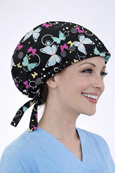 Dr. Mitra Cerrahi Bone Medikal Doktor Hemşire Hastane Bonesi Unisex -Siyah Ye...